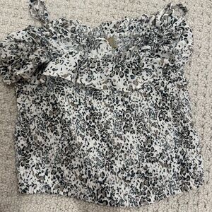 Skemo Black and White Ruffle Blouse